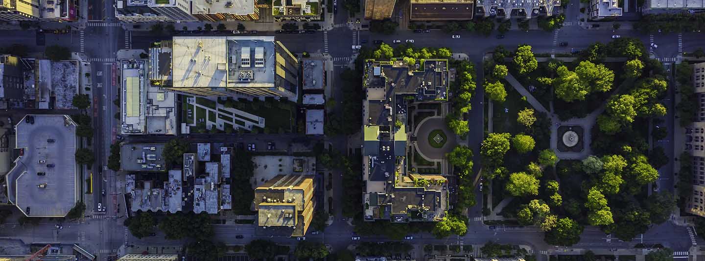 Aerial view of an urban setting